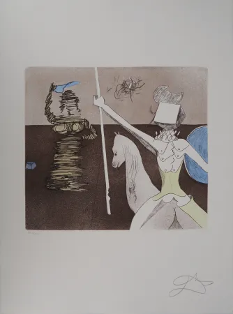 Incisione Dali - Don Quichotte, En Route pour la Bataille