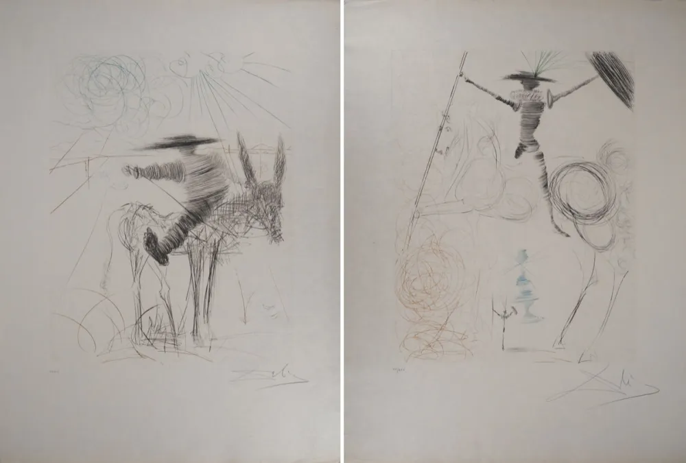 Incisione Dali - Don Quichotte et Sancho Panza (2 gravures)