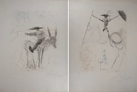 Incisione Dali - Don Quichotte et Sancho Panza (2 gravures)