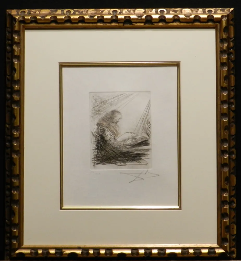 Incisione Dali - Faust Vignettes Faust Lisant 