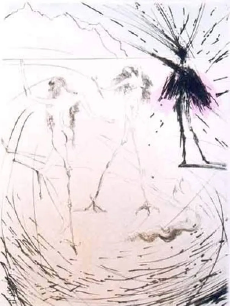 Incisione Dali - Femme Poules