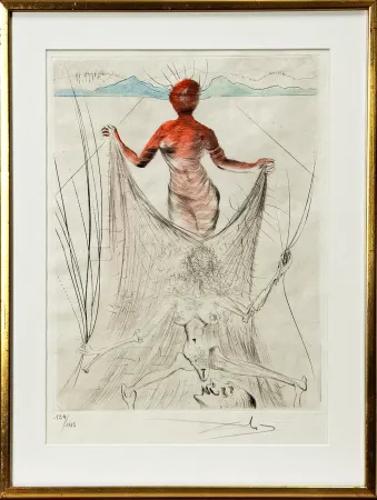 Litografia Dali - Femme tenant le voile