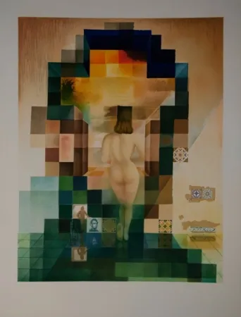 Litografia Dali - Gala regardant la mer Meditèrranèe qui, à vingt mètres, se transforme en portrait d'Abraham Lìncoln