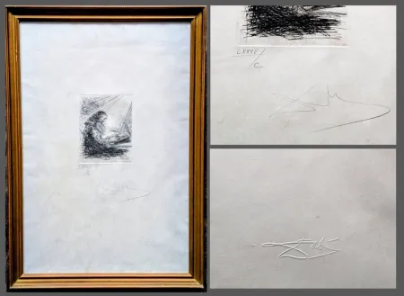 Incisione Dali -  Hand-Signed Original Engraving - Faust Reading, 1969