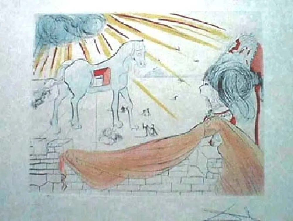 Incisione Dali - Helen and the Trojan Horse