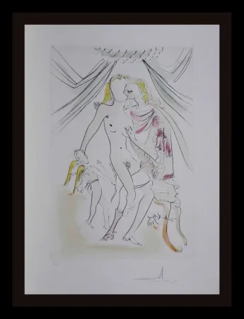 Incisione Dali -  Hommage a Albrecht Durer Venus Mars Cupidon