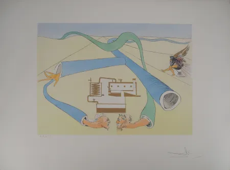 Incisione Dali - Hommage à Léonard de Vinci : le cracking du pétrole