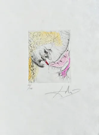 Incisione Dali - Homme baisant la chaussure