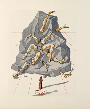 Incisione Su Legno Dali - La Divine Comédie - Enfer 19 - Les Simoniaques