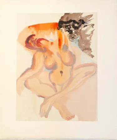 Incisione Su Legno Dali - La Divine Comédie - Purgatoire 03 - Les Indolents