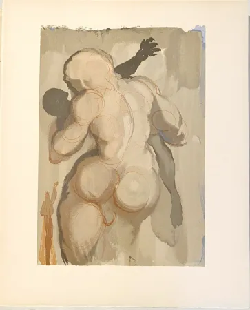 Incisione Su Legno Dali - La Divine Comédie - Purgatoire 06 - Les morts par violence