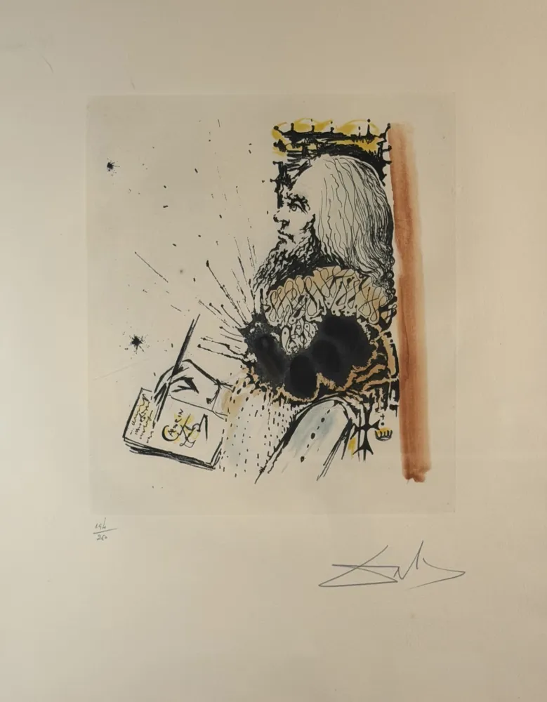 Incisione Dali - La Vida es Sueno Portrait de Calderon