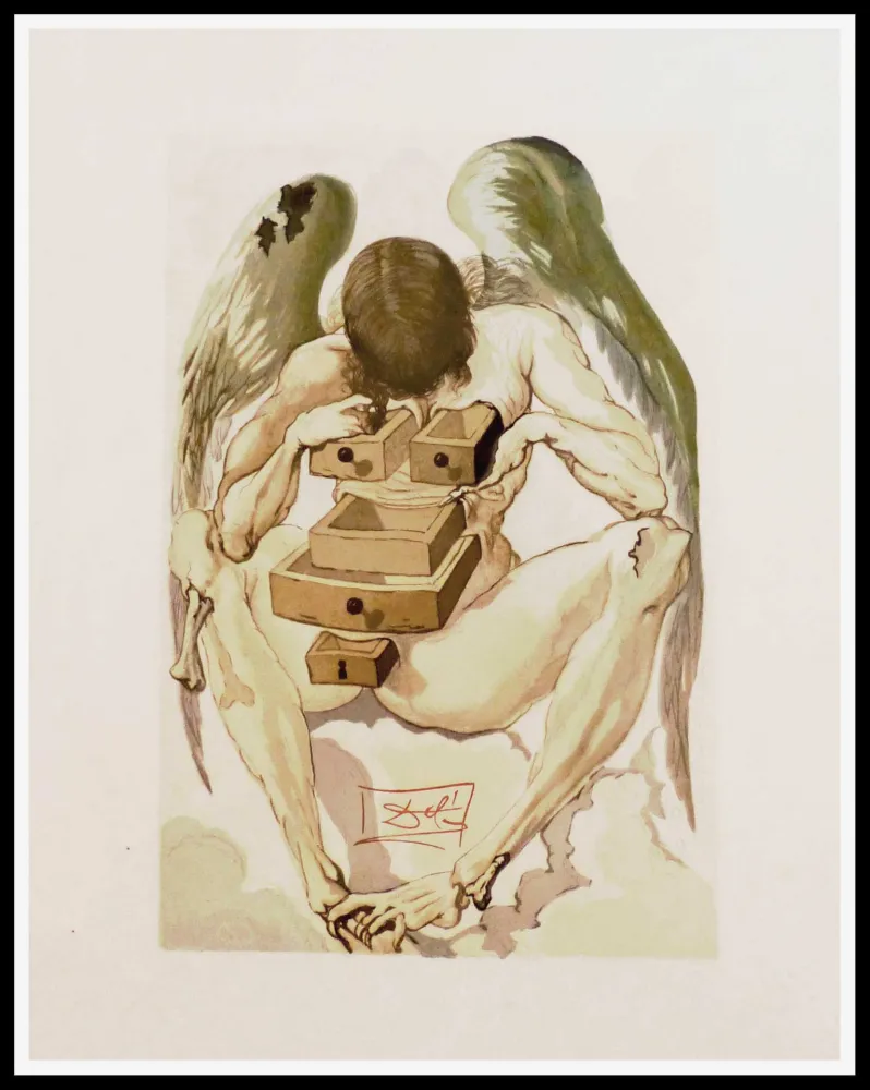 Incisione Su Legno Dali - L'ANGE DECHU