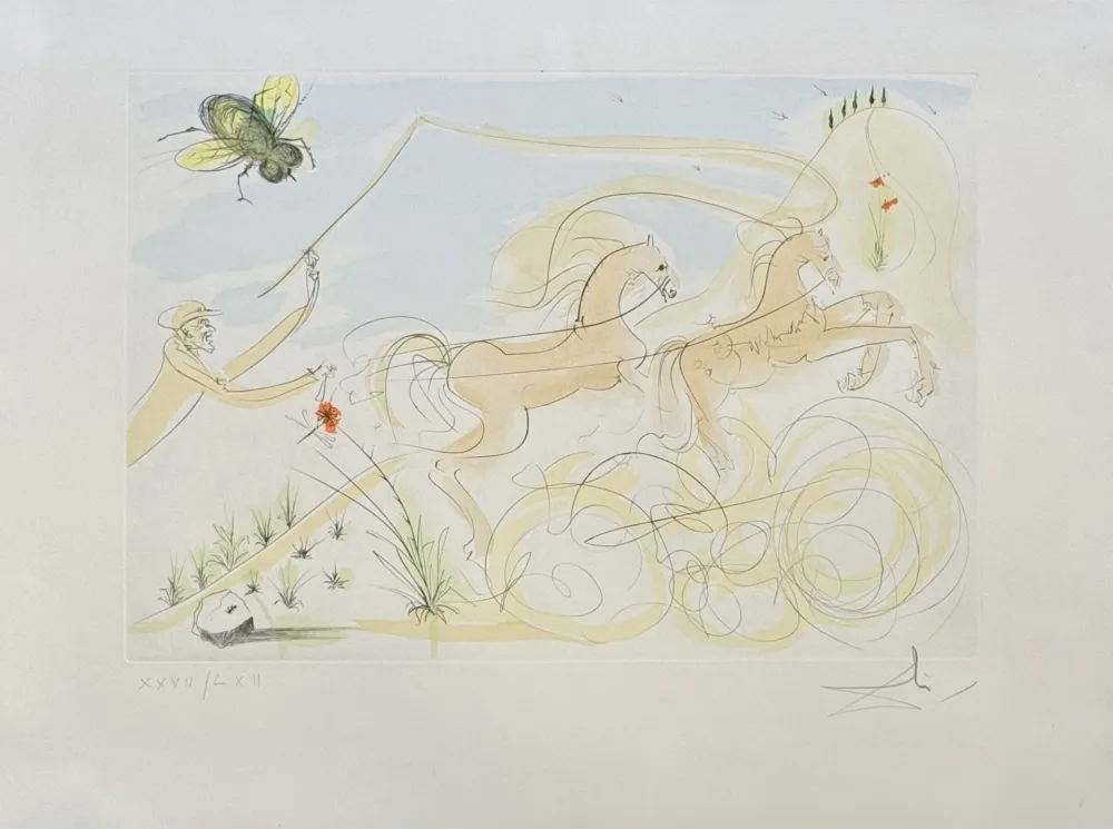 Incisione Dali - Le cheval et la mouche (La mouche du coche), 1974