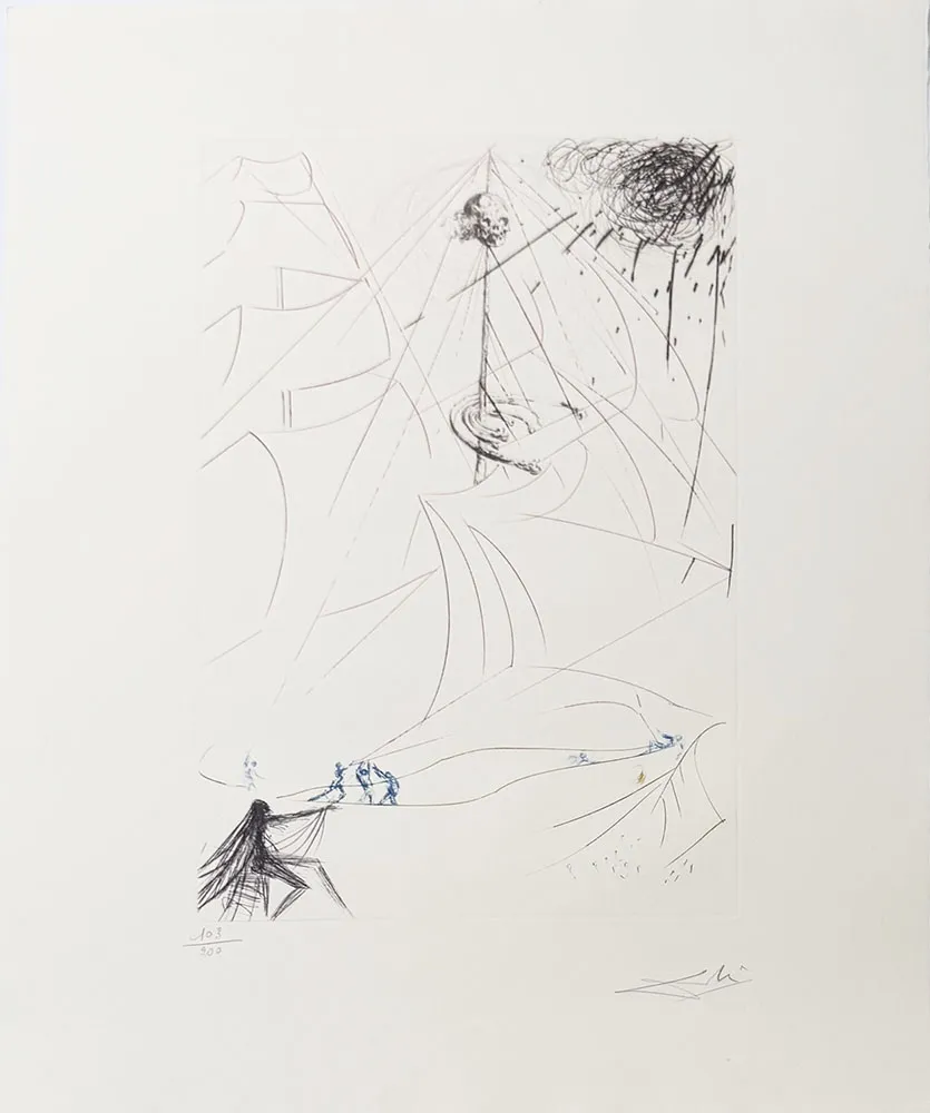 Incisione Dali - Le vaisseau fantôme - Hommage à Richard Wagner