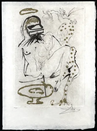 Incisione Dali - Les Amours Jaunes Duel with Camelias