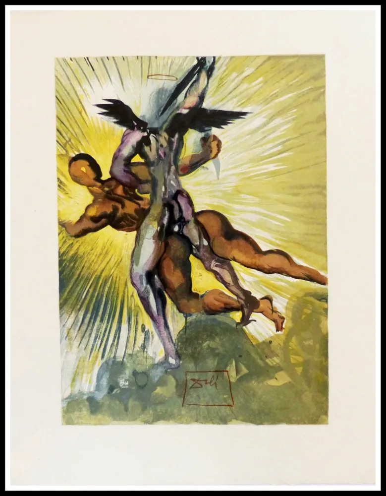 Incisione Su Legno Dali - Les anges gardiens de la vallée