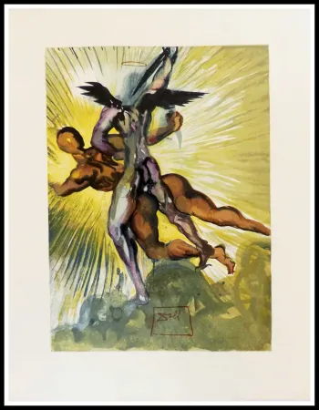 Incisione Su Legno Dali - Les anges gardiens de la vallée