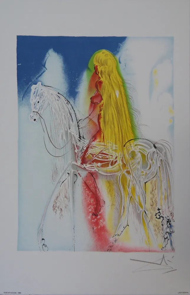 Litografia Dali - Les Chevaux, Lady Godiva