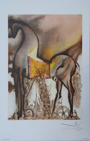 Litografia Dali - Les Chevaux, Le Cheval de Troie