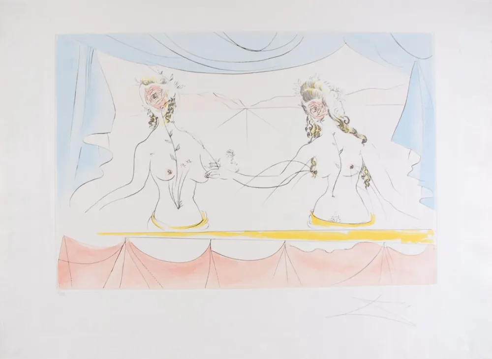 Acquaforte Dali - Les Dames de la Renaissance - Ladies of the Renaissance (suite Mythologique Nouvelle/New Mythological)