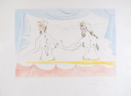 Acquaforte Dali - Les Dames de la Renaissance - Ladies of the Renaissance (suite Mythologique Nouvelle/New Mythological)