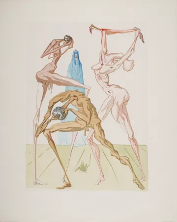 Incisione Su Legno Dali - Les habitants de Prato, 1963
