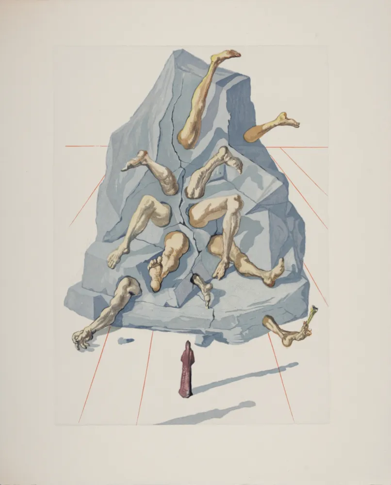 Incisione Su Legno Dali - Les Simoniaques, 1963