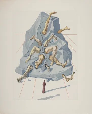 Incisione Su Legno Dali - Les Simoniaques, 1963