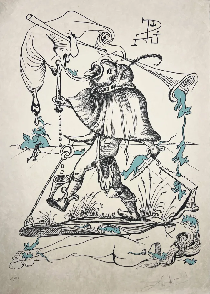 Litografia Dali - Les Songes Drôlatiques de Pantagruel, Planche VI