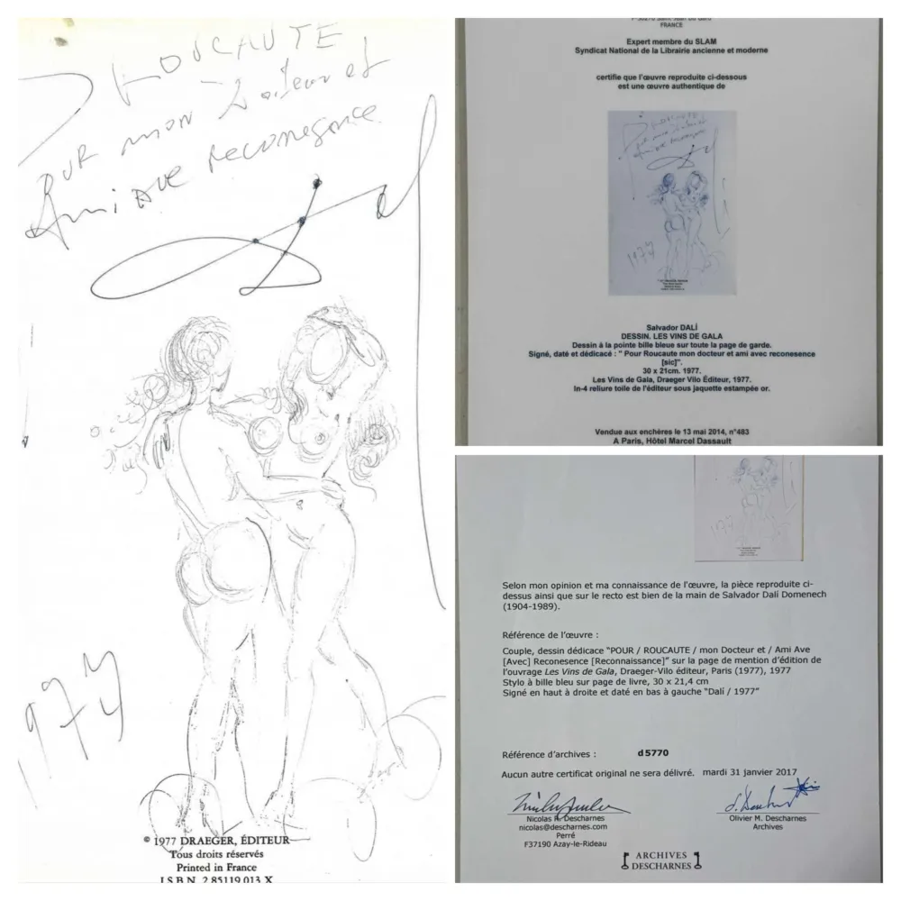 Libro Illustrato Dali - Original Drawing- Nude Couple 
