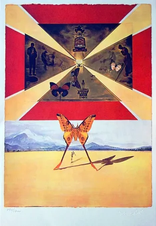 Litografia Dali - Original Lithograph, relief stamp signature, Roussillon: S.N.C.F, 1969