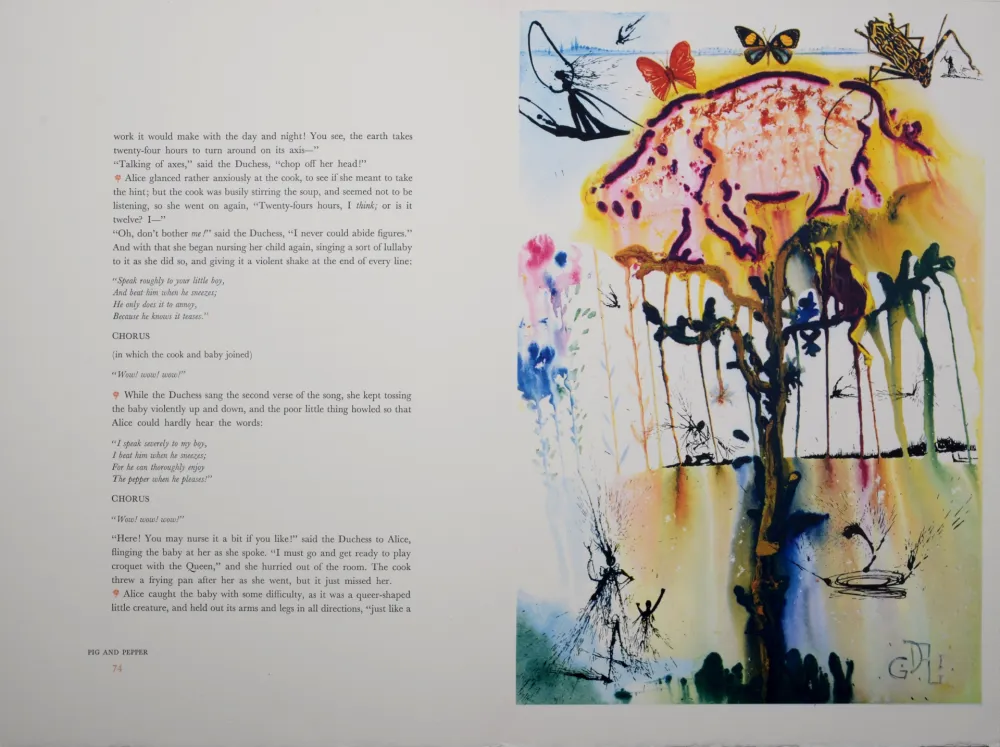 Rotocalcografia Dali - Pig and pepper, Alice's Adventures in Wonderland, 1969