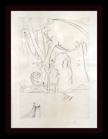 Incisione Dali - Roi, je t’attends a Babylone Des Rois Pendus aux Arbes...