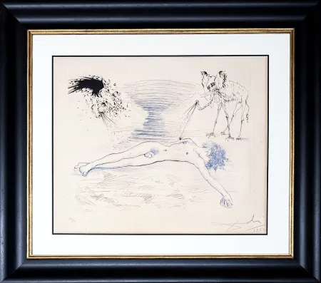 Incisione Dali - Salvador Dalí (1904–1989) – Hypnos – Mixed-media incorporating heliogravure and hand-colored drypoint etching on Arches paper – 1963