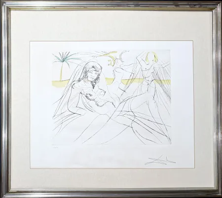 Incisione Dali - Salvador Dalí (1904–1989) - Mort de Cléopâtra - Drypoint etching with stencil on Arches paper - 1975