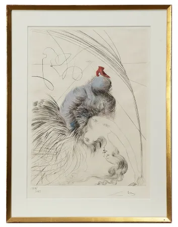 Incisione Dali - Salvador Dalí (1904-1989) – Woman whit shoe – Hand watercolored drypoint etching on Japanese paper – 1969