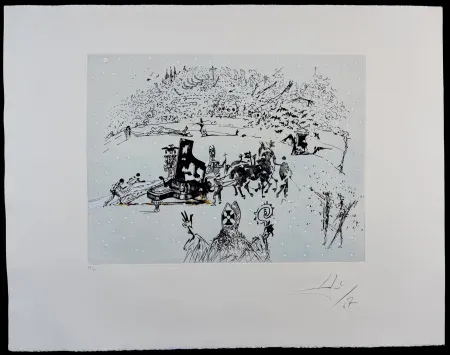 Incisione Dali - Tauramachie Surrealiste The Piano in The Snow