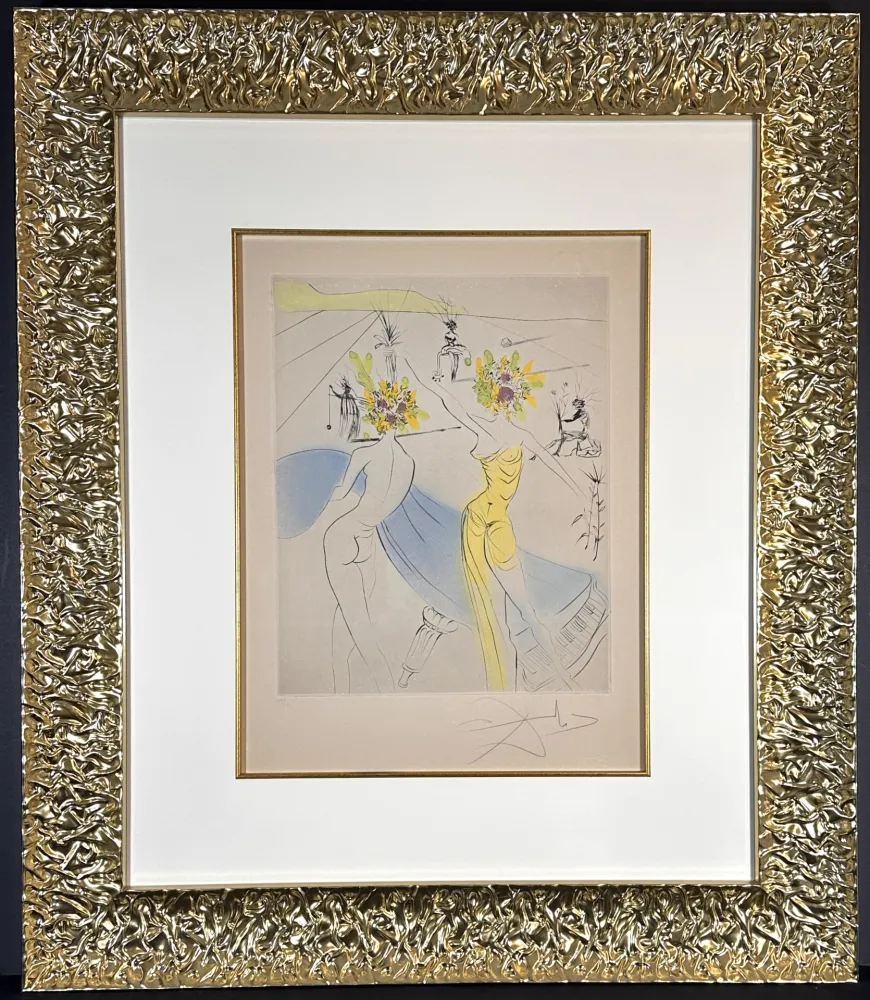 Incisione Dali - The Hippies Flower Woman at The Piano