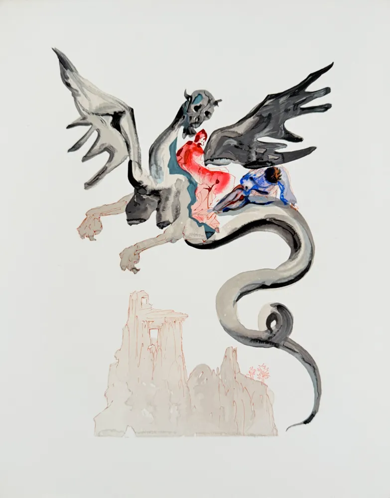 Incisione Su Legno Dali - The Inferno, Canto 17 - The Usurers