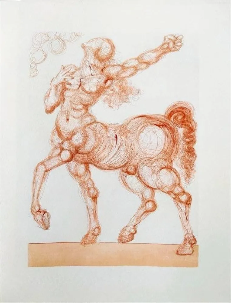 Incisione Su Legno Dali - The Inferno, Canto 25 - The Centaur