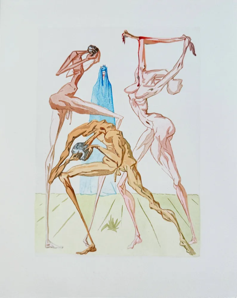 Incisione Su Legno Dali - The Inferno, Canto 26 - The Dwellers of Prato