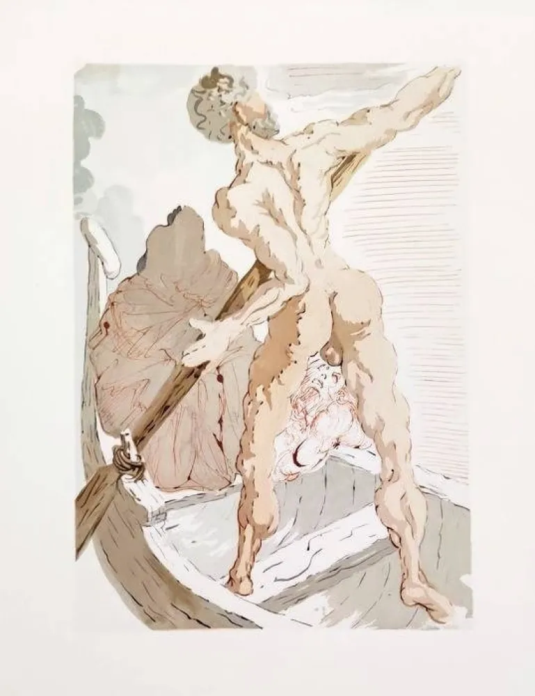 Incisione Su Legno Dali - The Inferno, Canto 3 - Charon and the Shore of Acheron