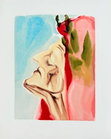 Incisione Su Legno Dali - The Paradise, Canto 7 - Le nouveau doute de Dante