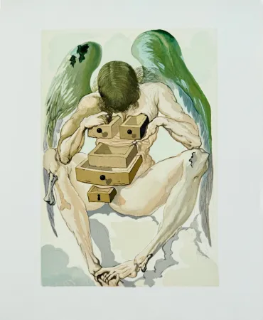 Incisione Su Legno Dali - The Purgatory, Canto 1 - The Fallen Angel