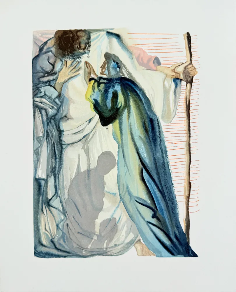 Incisione Su Legno Dali - The Purgatory, Canto 14 - A Spirit Questions Dante