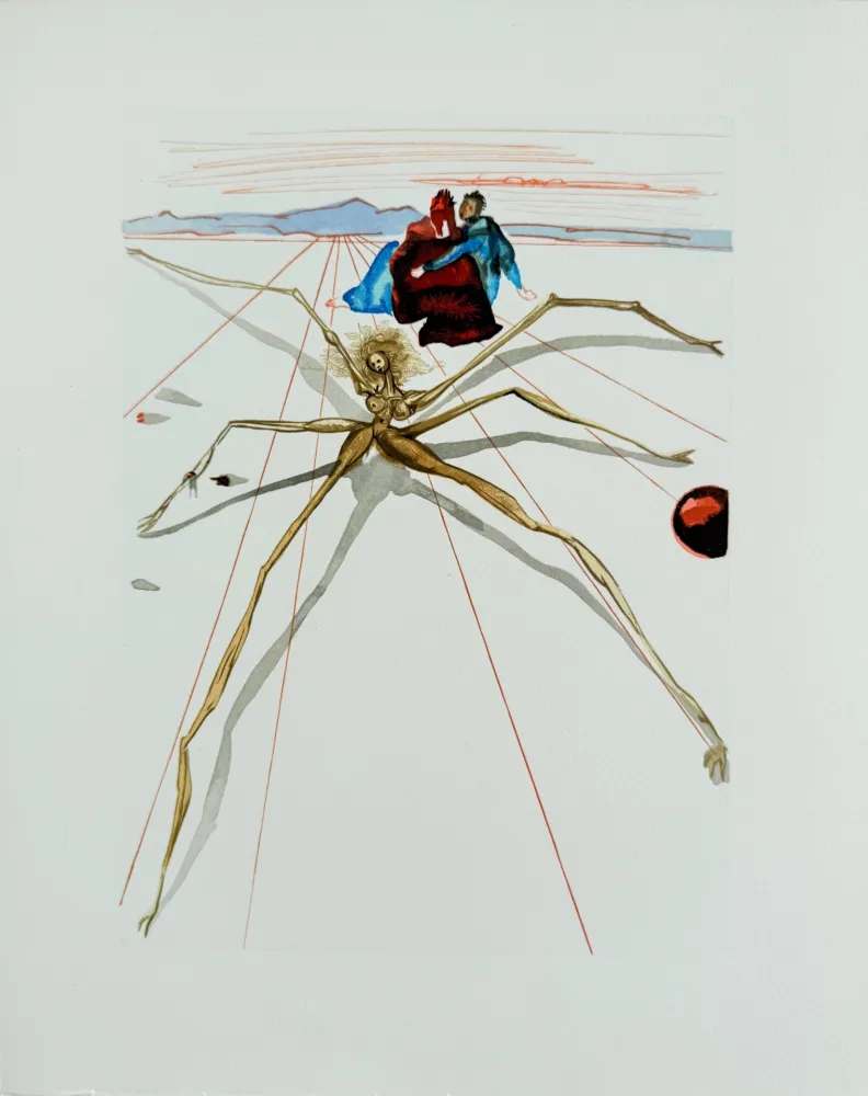 Incisione Su Legno Dali - The Purgatory, Canto 17 - Leaving the Terrace of Anger