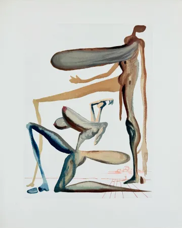 Incisione Su Legno Dali - The Purgatory, Canto 22 - Prodigality