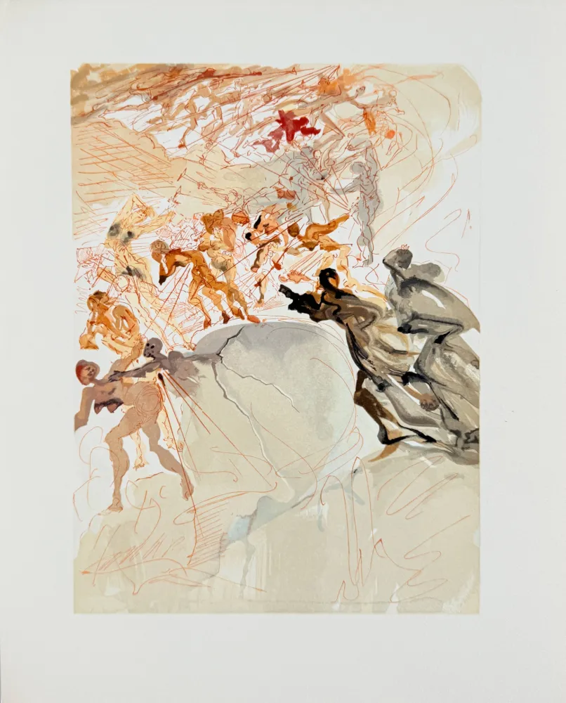 Incisione Su Legno Dali - The Purgatory, Canto 25 - Mounting the Seventh Terrace, Lust
