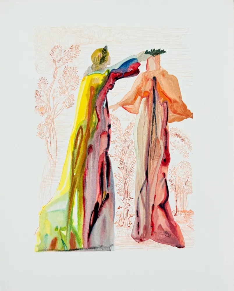 Incisione Su Legno Dali - The Purgatory, Canto 27 - The Last Words of Virgil